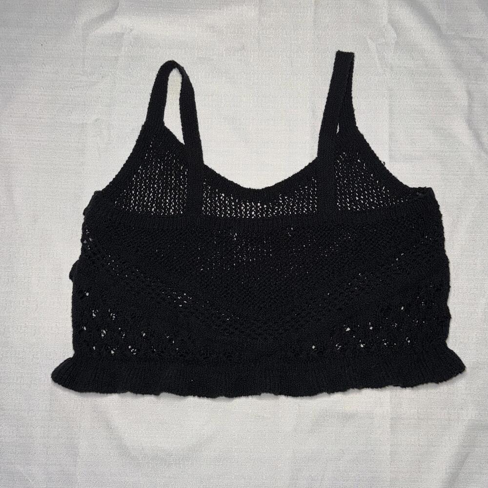 Zara Crochet Ruffle Crop Top Bralette Boho Grunge Indie‎ Emo Lace Open Weave - Picture 2 of 3